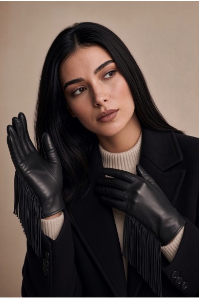Kadın Püsküllü Deri Eldiven | Lüks Kışlık Model