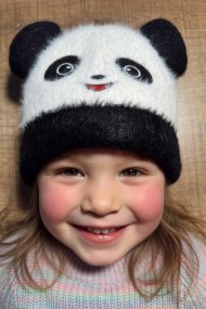 Çocuk Panda Figürlü Bere | Tüylü Kulaklı Kışlık Tasarım