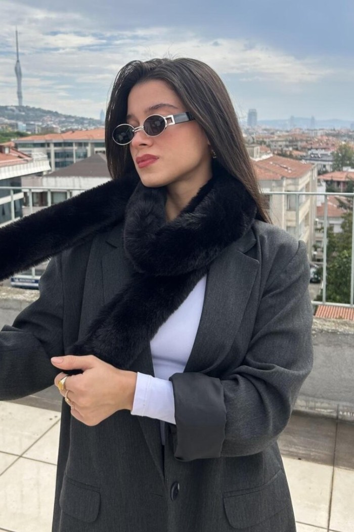 Kadın Kışlık Suni Kürk Atkı | Peluş Uzun Tasarım