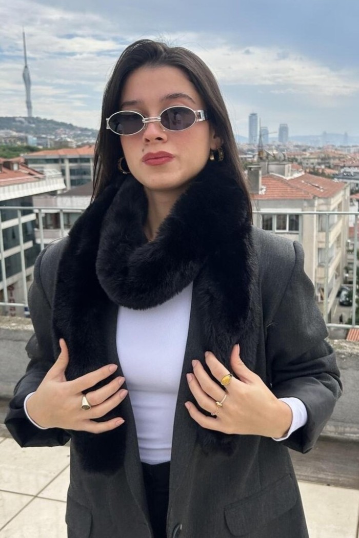 Kadın Kışlık Suni Kürk Atkı | Peluş Uzun Tasarım
