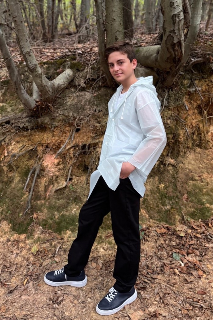 Kapüşonlu Unisex Uzun  Çocuk Yağmurluğu