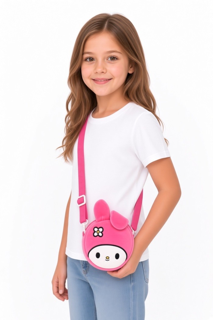 Kız Çocuk Mini Çanta | Peluş Tavşan Figürlü Askılı Model