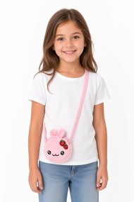 Kız Çocuk Mini Çanta | Çilek Nakışlı Peluş Çapraz Model