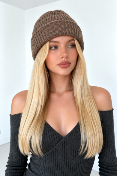 Unisex Yün Karışımlı Bere | Kalın Fitilli Triko Model