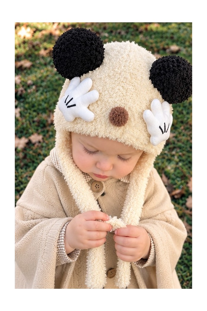 Kışlık Bebek Şapkası | Peluş Kulaklı Sevimli Örgü Model