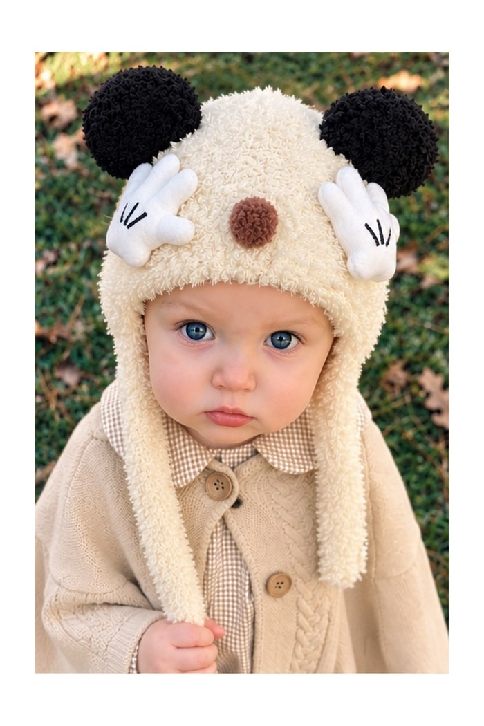 Kışlık Bebek Şapkası | Peluş Kulaklı Sevimli Örgü Model