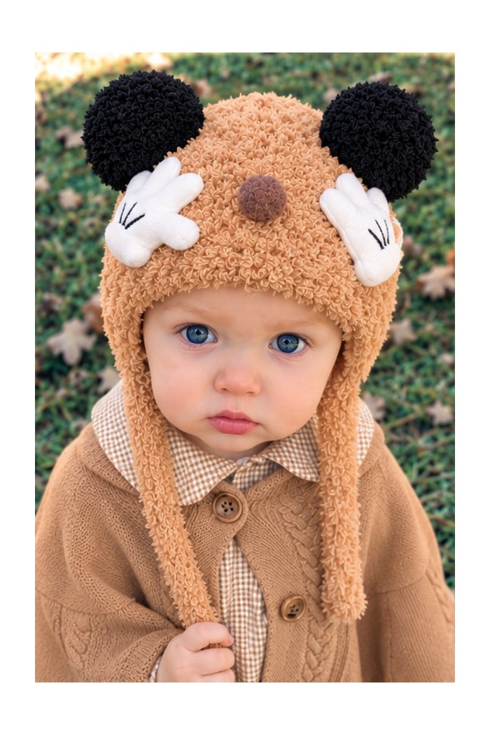 Kışlık Bebek Şapkası | Peluş Kulaklı Sevimli Örgü Model