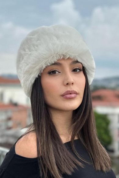 Suni Kürklü Kadın Kalpak Şapka