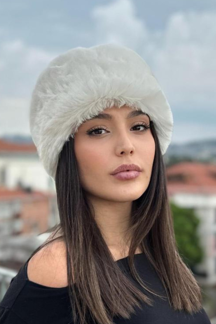 Suni Kürklü Kadın Kalpak Şapka