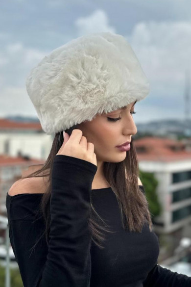 Suni Kürklü Kadın Kalpak Şapka
