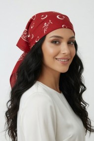 Ay Yıldız Desenli Pamuklu Bandana | Hediyelik Türkiyeli Fular