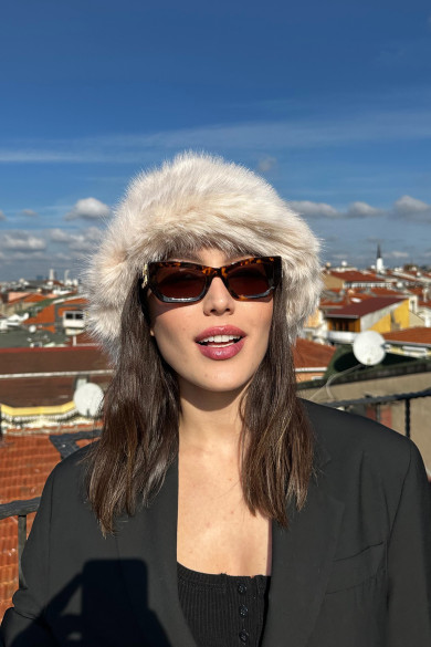 Kadın Kışlık Suni Kürklü Elit Peluş Bucket Kalpak Şapka