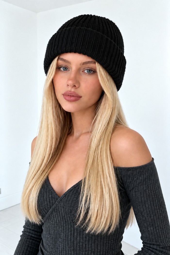 Unisex Yün Karışımlı Bere | Kalın Fitilli Triko Model