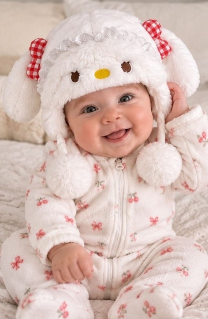 Bebek Peluş Tavşanlı Şapka | Astarlı Kulaklı Ponponlu Model