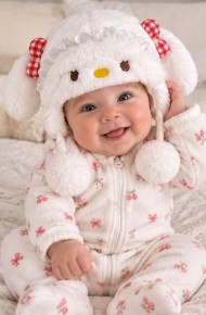 Bebek Peluş Tavşanlı Şapka | Astarlı Kulaklı Ponponlu Model