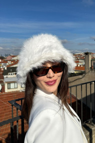 Kadın Kışlık Suni Kürklü Elit Peluş Bucket Kalpak Şapka