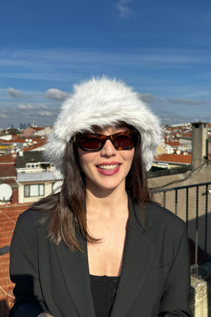 Kadın Kışlık Suni Kürklü Elit Peluş Bucket Kalpak Şapka