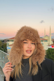 Kadın Peluş Kışlık Suni Kürklü Luxury Pilot Şapka