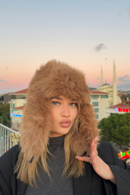 Kadın Peluş Kışlık Suni Kürklü Luxury Pilot Şapka