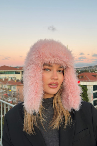 Kadın Peluş Kışlık Suni Kürklü Luxury Pilot Şapka