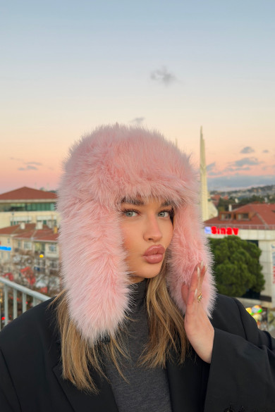 Kadın Peluş Kışlık Suni Kürklü Luxury Pilot Şapka