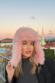 Kadın Peluş Kışlık Suni Kürklü Luxury Pilot Şapka