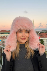 Kadın Peluş Kışlık Suni Kürklü Luxury Pilot Şapka