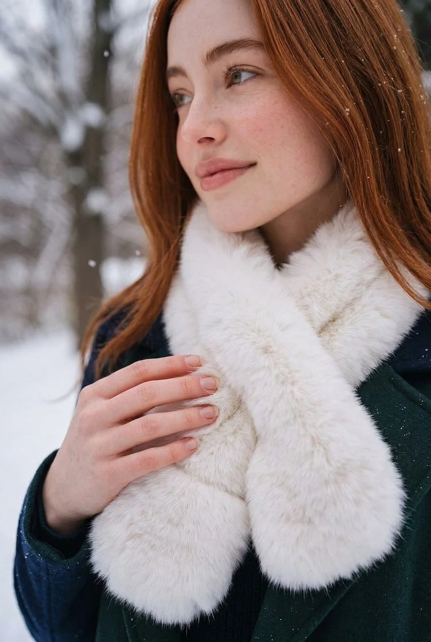 Peluş Geçmeli Boyunluk · Model üzerinde detay
