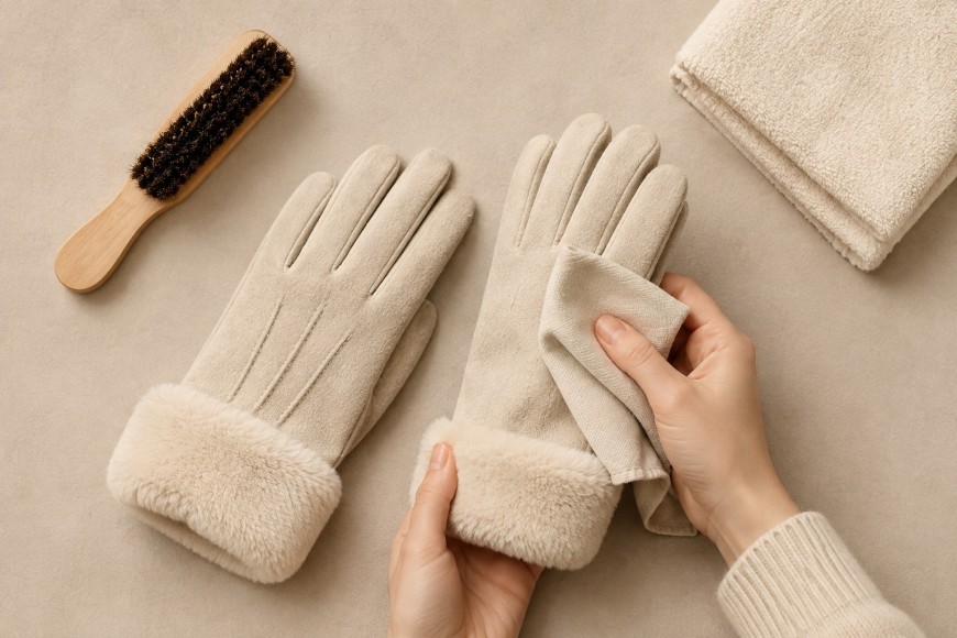 Peluş detaylı kışlık eldiven görünümü